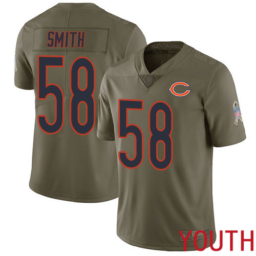 Chicago Bears Limited Olive Youth Roquan Smith Jersey NFL Football #58 2017 Salute to Service